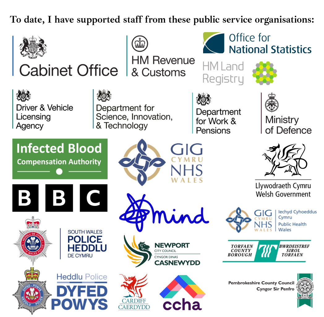To date, I have supported staff from these public service organisations...